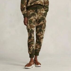 Polo Ralph Lauren Women's Medium Camo Fleece Cargo Sweatpant Jogger Pull On Pant